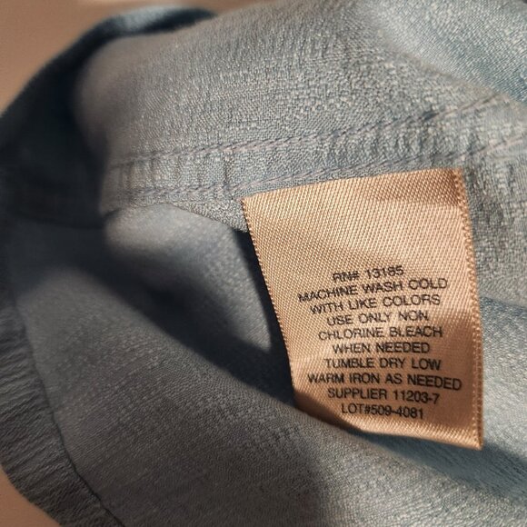 Island Shores Shirt Button Up Short Sleeve Light Blue Rayon Polyester Mens Med - Picture 7 of 10